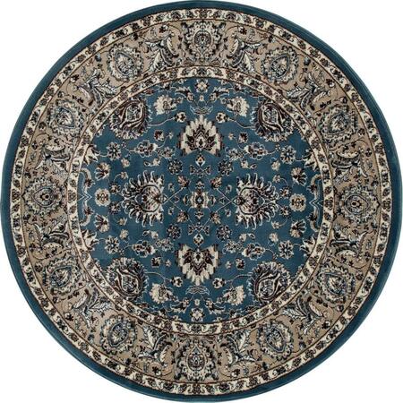 ART CARPET 8 Ft. Arabella Collection Accustomed Woven Round Area Rug, Medium Blue 841864101320